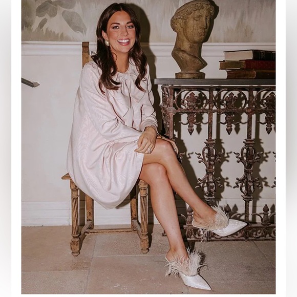 Antonio Melani x Nicola Bathie Liz Ostrich Feathers Rhinestone Dress Mules - Picture 6 of 16